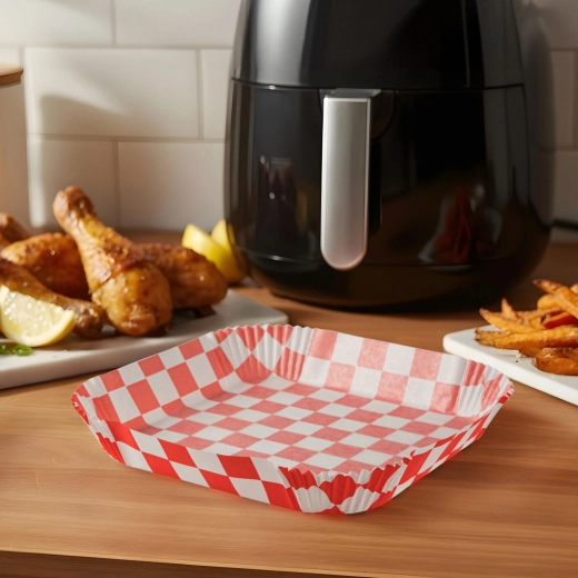 Baking paper for air fryer, checked, square 20 cm, 50 pcs