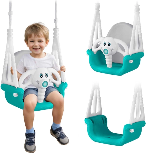 RICOKIDS 3-in-1 Baby Swing Little Elephant, turquoise