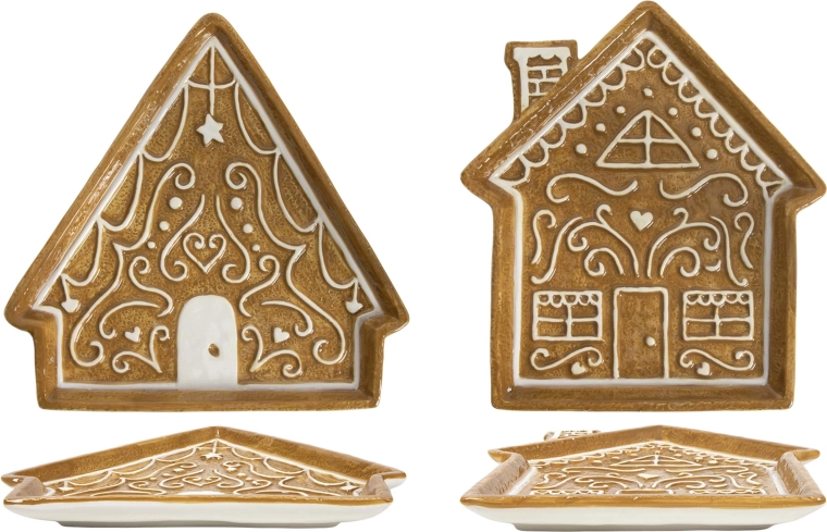 Teller Pfefferkuchenhäuschen 26 × 24 cm, Set mit 2 Stück