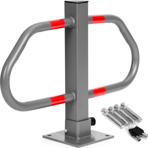 Barrière de stationnement rabattable 50 cm avec clé et bandes réfléchissantes