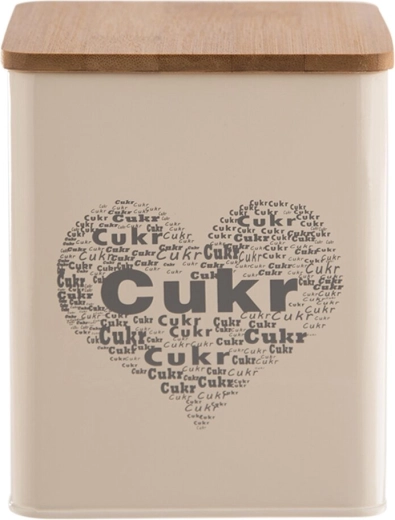 Boîte décorative à sucre avec motif cœur (métal et bois)