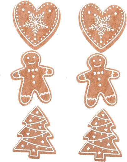 Vilten decoratie peperkoek bruin 5 cm, 6 stuks