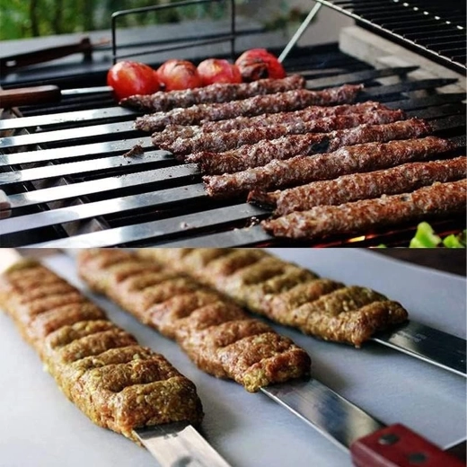 Metal grill skewers, flat stainless steel blades, 4 pcs, 50 cm
