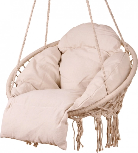 Lulilo Hanging Hammock Chair, Stork Nest with Cushion, Ecru, 80 cm, 150 kg