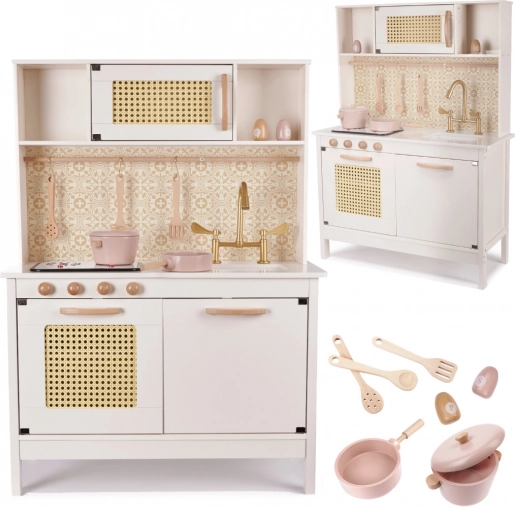 Wooden kids’ kitchen MDF retro boho 100 cm with accessories