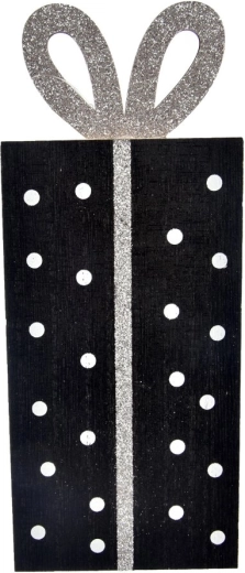 Décoration en bois en forme de cadeau noire 22 cm