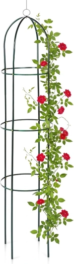 Obélisque de jardin Vilde pour plantes grimpantes 36 × 36 × 194 cm vert