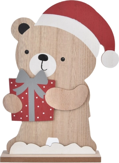 Houten kerstdecoratie beer beige 26 cm