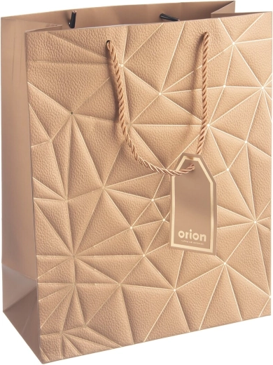 Sac cadeau en papier avec motif grille dorée 26 × 12 × 32 cm