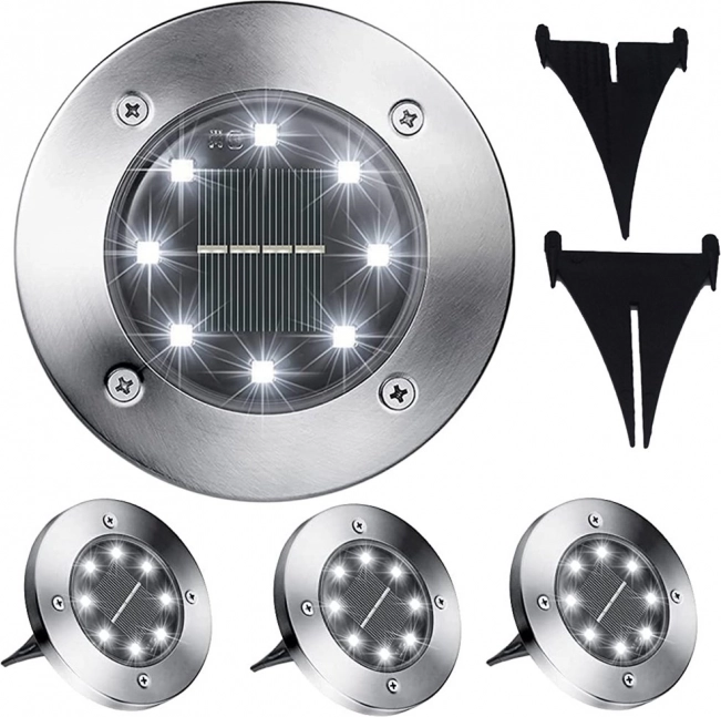 Lampes solaires de jardin avec capteur crépusculaire automatique ensemble de 4 pièces
