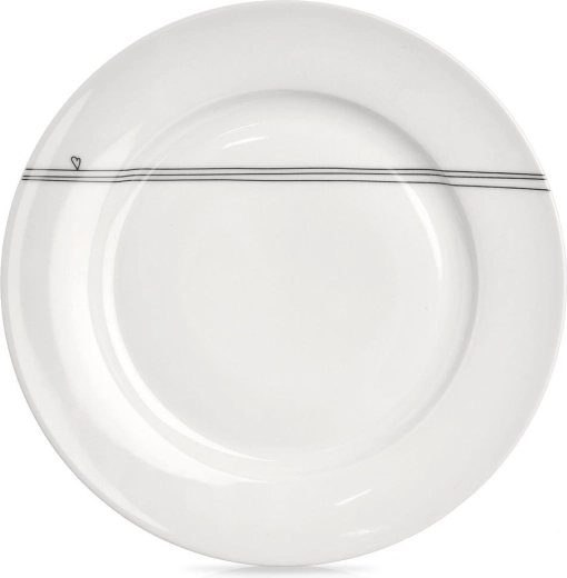 Porcelain flat plate white with heart motif 27 cm