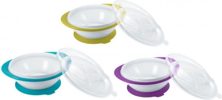 NUK Easy Learning Bol pour enfants avec 2 couvercles et ventouse bleu