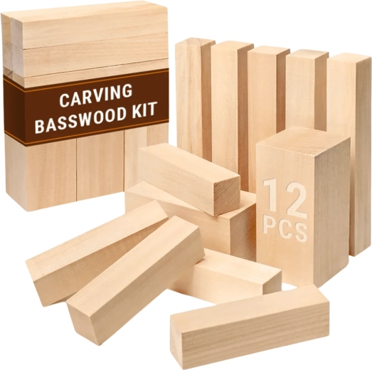 BeaverCraft set of basswood carving blocks, 12 pcs