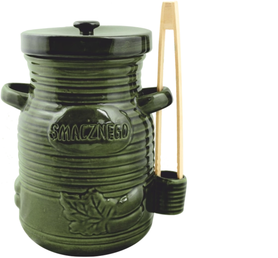 Récipient en céramique pour cornichons 3,5 l avec pinces, vert