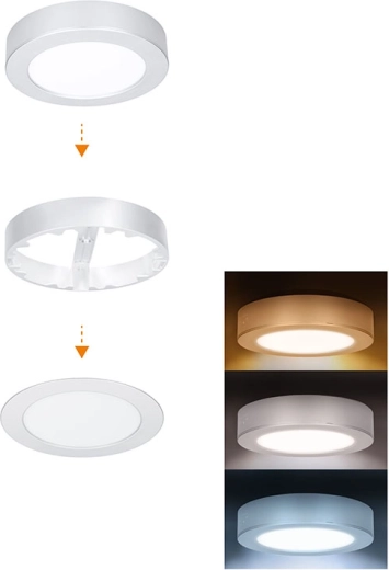 Solight badkamer LED minipaneel 2-in-1 3CCT 12 W IP54 zilver rond - 1 stuk