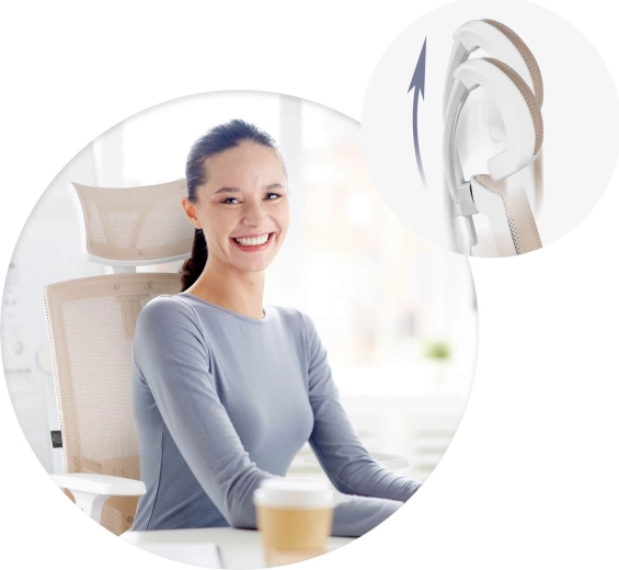 Verstellbare Kopfstütze und leise gummierte Rollen