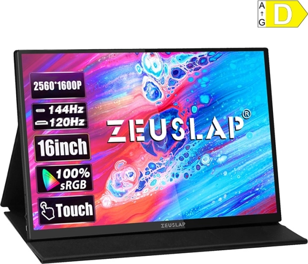 ZEUSLAP P16KT 16" 2.5K 144 Hz IPS Portable Touch Monitor