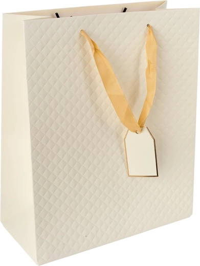 Beige papieren cadeauzak quilt 26 × 12 × 32 cm
