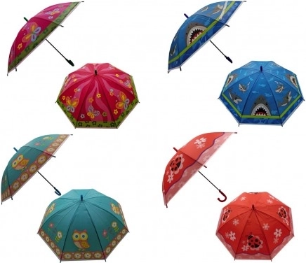 Kinder-Automatik-Regenschirm 66 cm – Mix aus Farben und Motiven