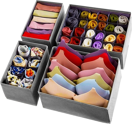 Set of 4 drawer organizers – grey