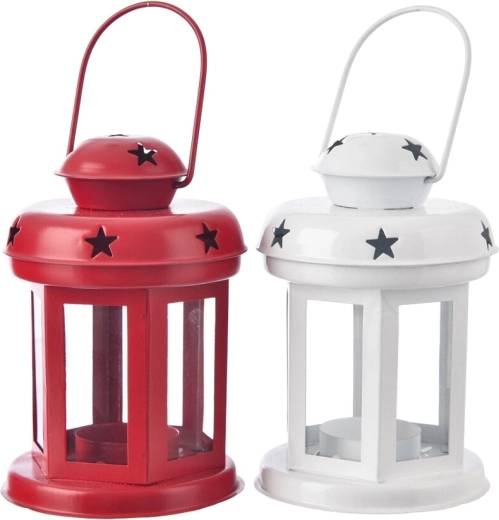 Metal lantern with star cut-outs 12 × 12 × 15 cm