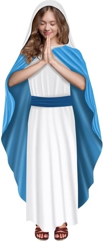 Costume enfant de la Vierge Marie avec cape et ceinture