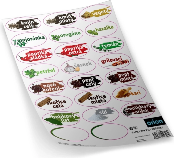 Spice Jar Stickers Oval 23 CZ