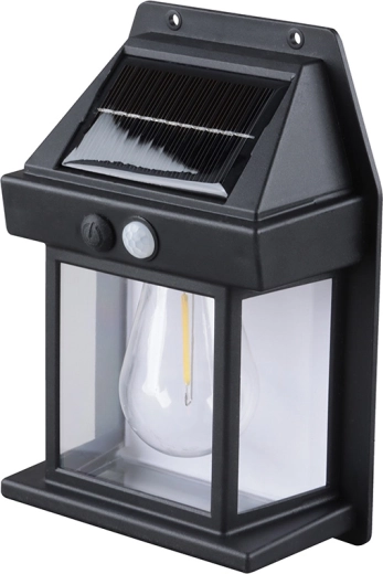 Solight LED zonne-wandlantaarn warm wit 12 × 17 cm zwart