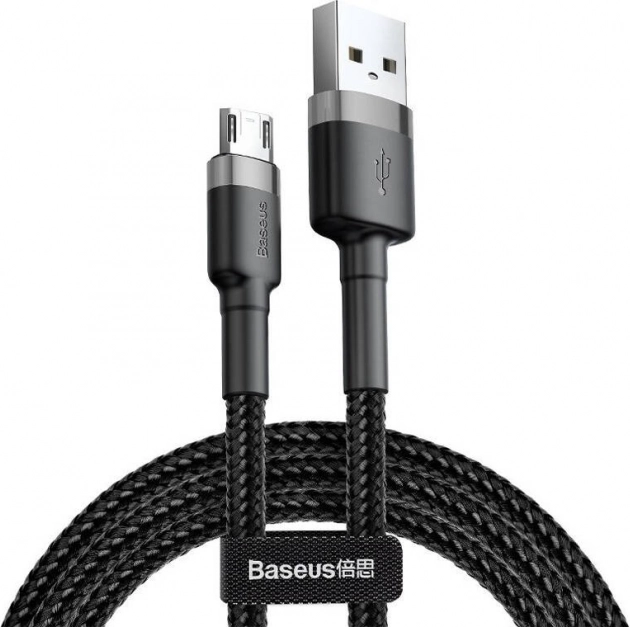 Baseus Cafule Micro‑USB‑Kabel 2 m, geflochten grau‑schwarz