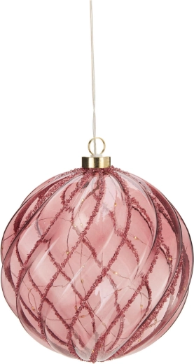 Kerstdecoratie met LED-verlichting, bordeauxrode bol met timer, 18 cm