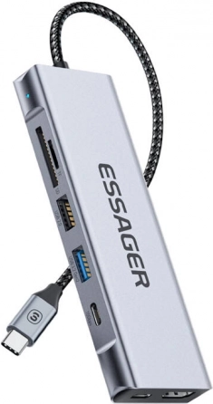 Station d’accueil Essager grise avec HDMI et 2x USB-A
