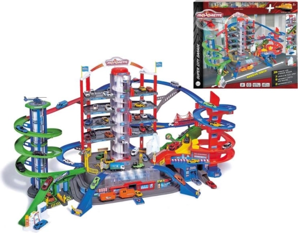 Garage Super City + 6 autootjes en trein