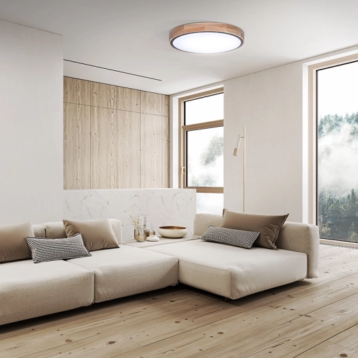 Natuurlijke eikenlook in een modern rond design
