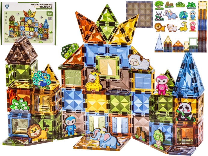 Blocs de construction magnétiques avec animaux – 116 pièces
