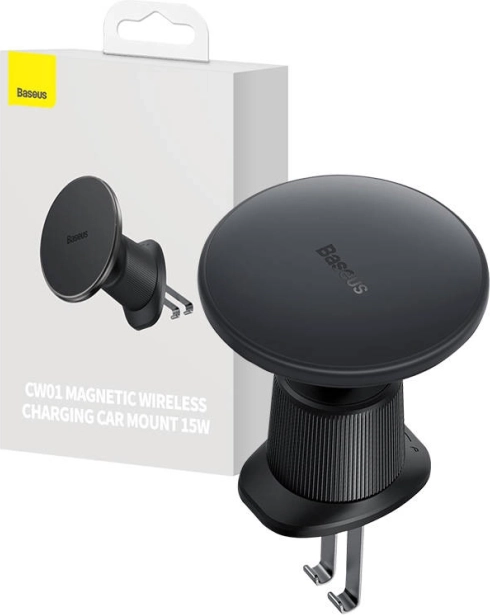 Support magnétique Baseus pour téléphone en voiture avec charge sans fil 15 W, noir