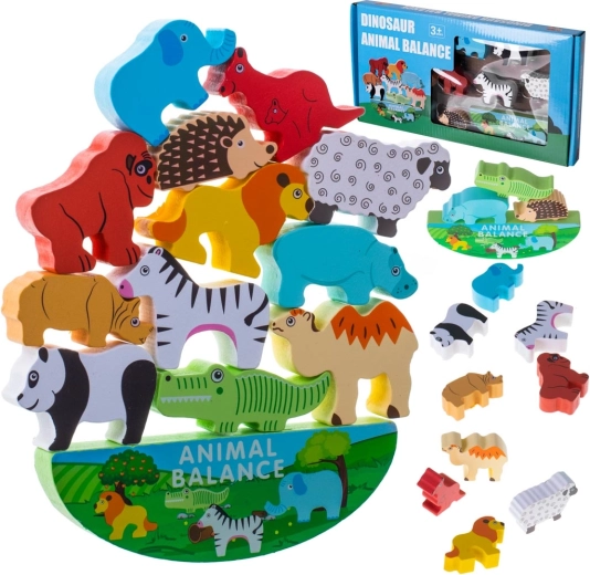 Jeu d’équilibre Montessori en bois avec animaux