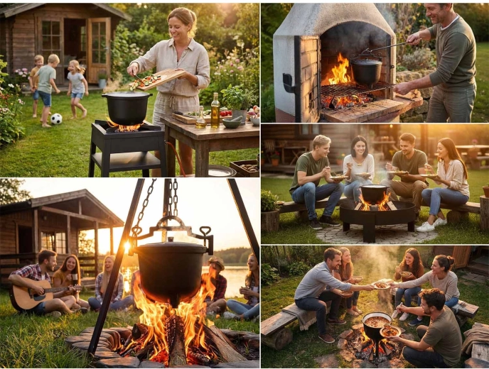 Vielseitig einsetzbar: Feuer, Grill und Kochfeld