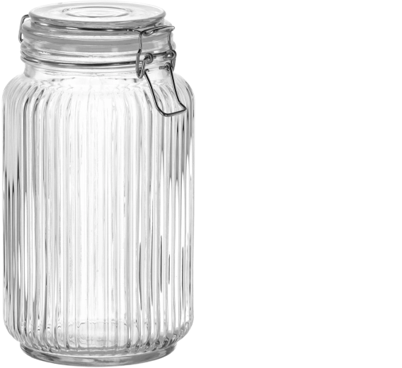 Glazen voorraadpot met luchtdicht deksel, geribbeld 1,6 l