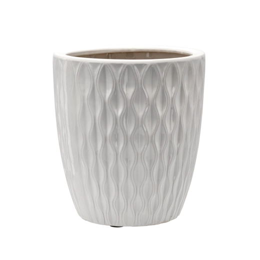 Ceramic flower pot cover, white gloss, 32 × 32 × 35.5 cm