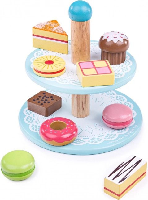 Wooden Stand with Toy Cupcakes