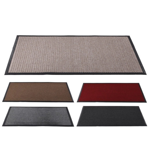 Rectangular Entrance Mat Made of Rubber and Polypropylene, 80 × 120 cm, Assorted Colors
