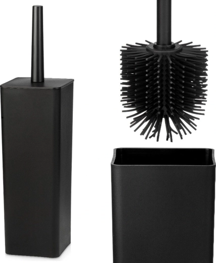 Silikon-WC-Bürste mit Halter Vilde, schwarz, 37,5 cm