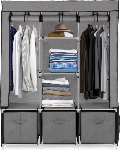 Foldable fabric wardrobe XXL with drawers