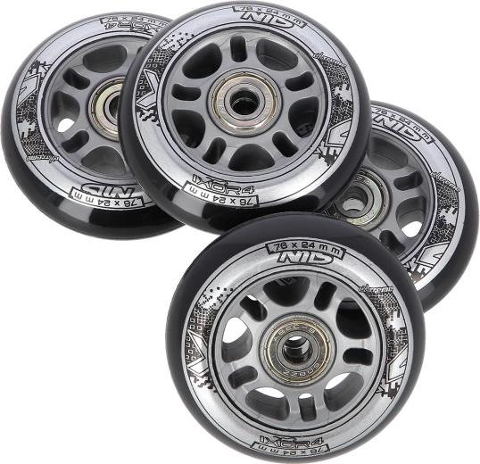 Jeu de roues pour rollers en ligne 76 × 24 mm avec roulements ABEC 9 NILS EXTREME