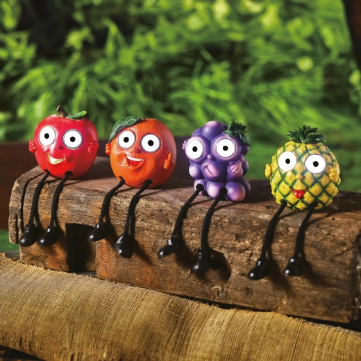 Zonnedecoratie in de vorm van fruit met oogjes en ledverlichting - 1 stuk
