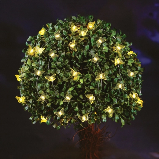 Solarlichtsnoer met vlinders, 2,4 m, 25 warmwitte leds
