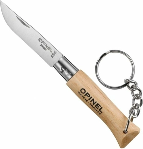 Opinel N°04 Inox zakmes voor aan sleutelbos, beukenhout 5 cm