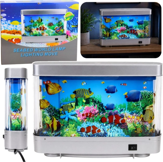 Decorative LED night light aquarium with moving fish (3D)