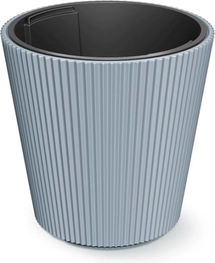 Cache-pot avec insert Milly 39 cm – cache-pot en plastique gris clair