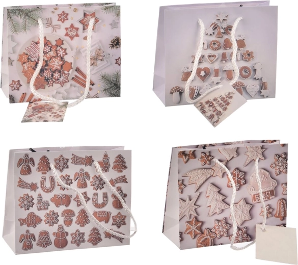 Sac cadeau de Noël motif pain d’épices 15 × 6 × 12 cm (4 variantes)